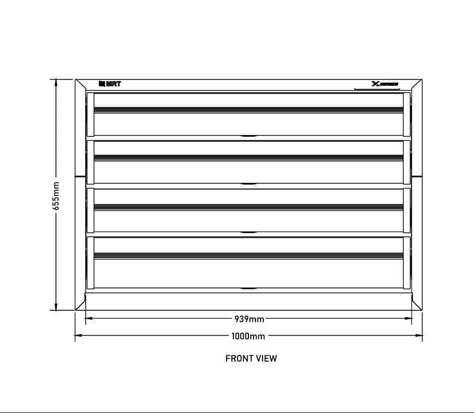DXB-1000 front view dimensions
