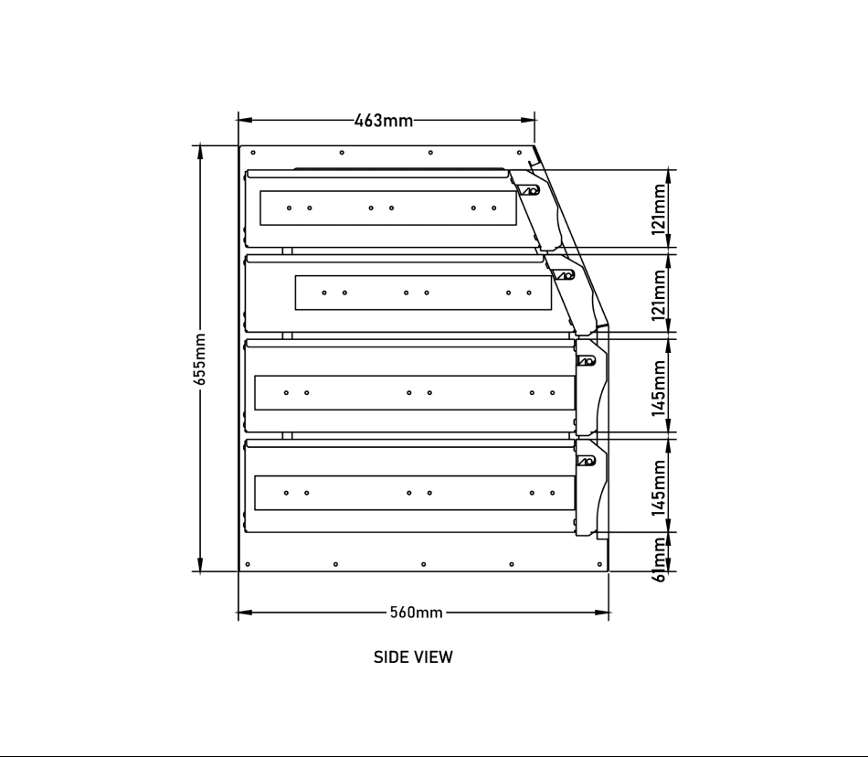 DXB-1000 side view dimensions