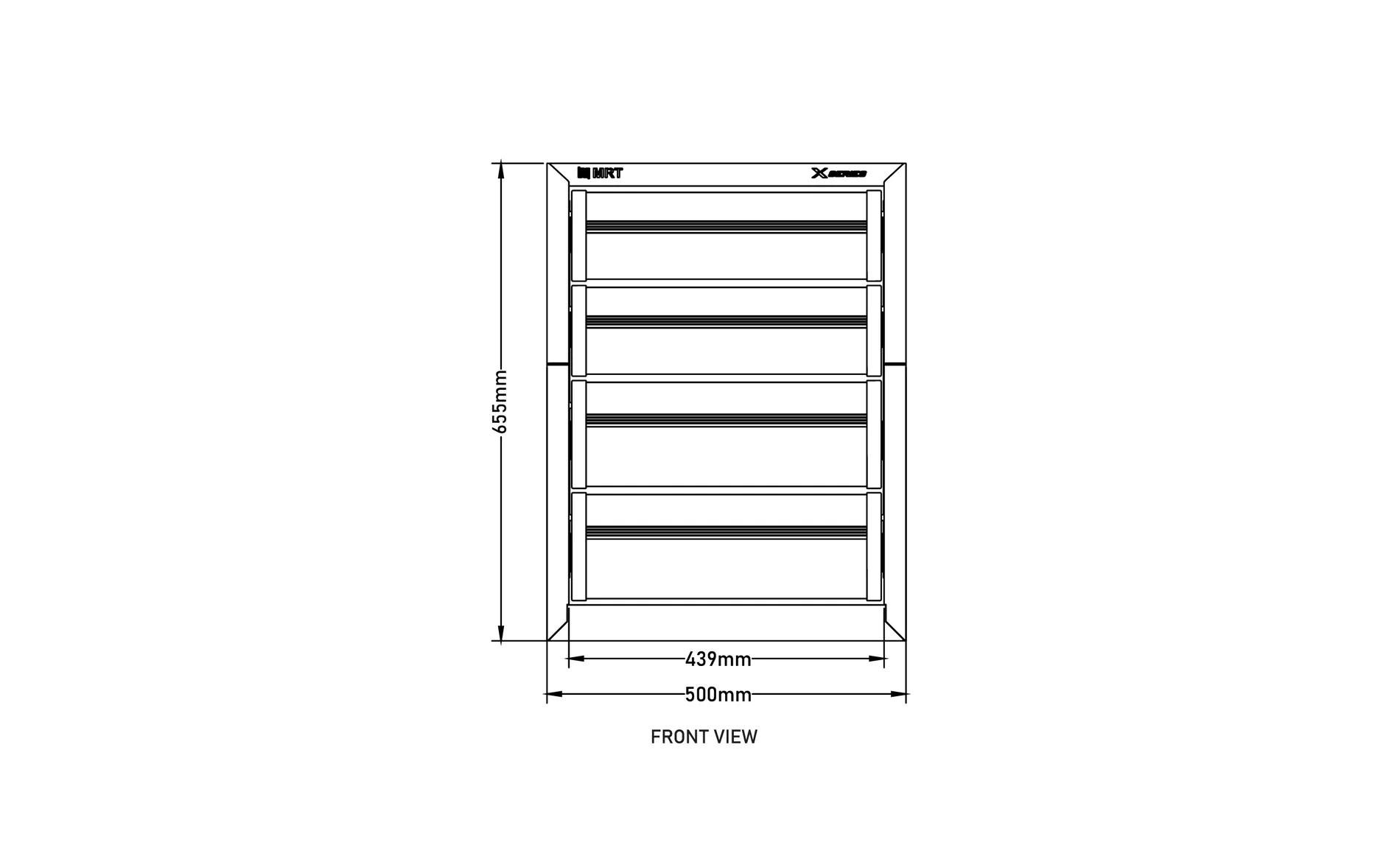 DXB-500 front view dimensions