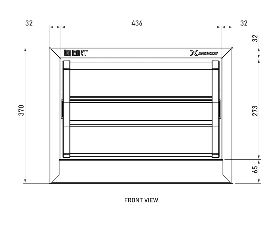 DXC-500 front view dimensions