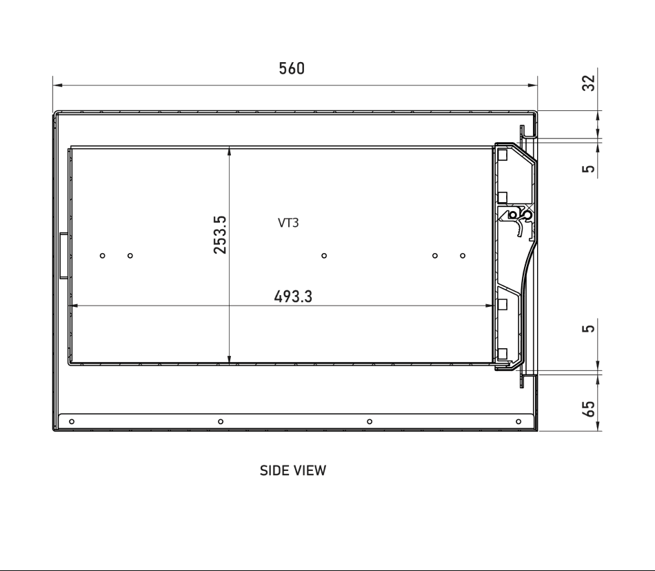 DXC-500 side view dimensions