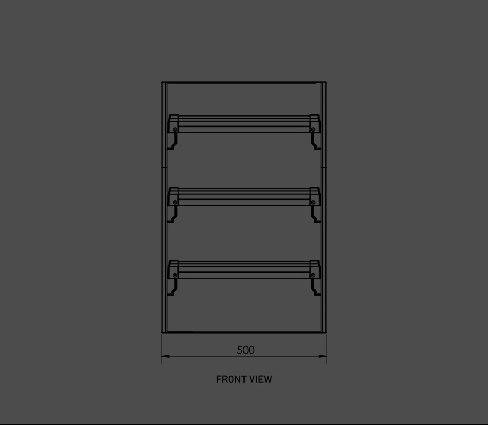DXE-500 front view dimensions