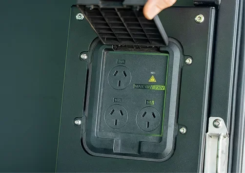 MRT canopy integrated power outlet panel