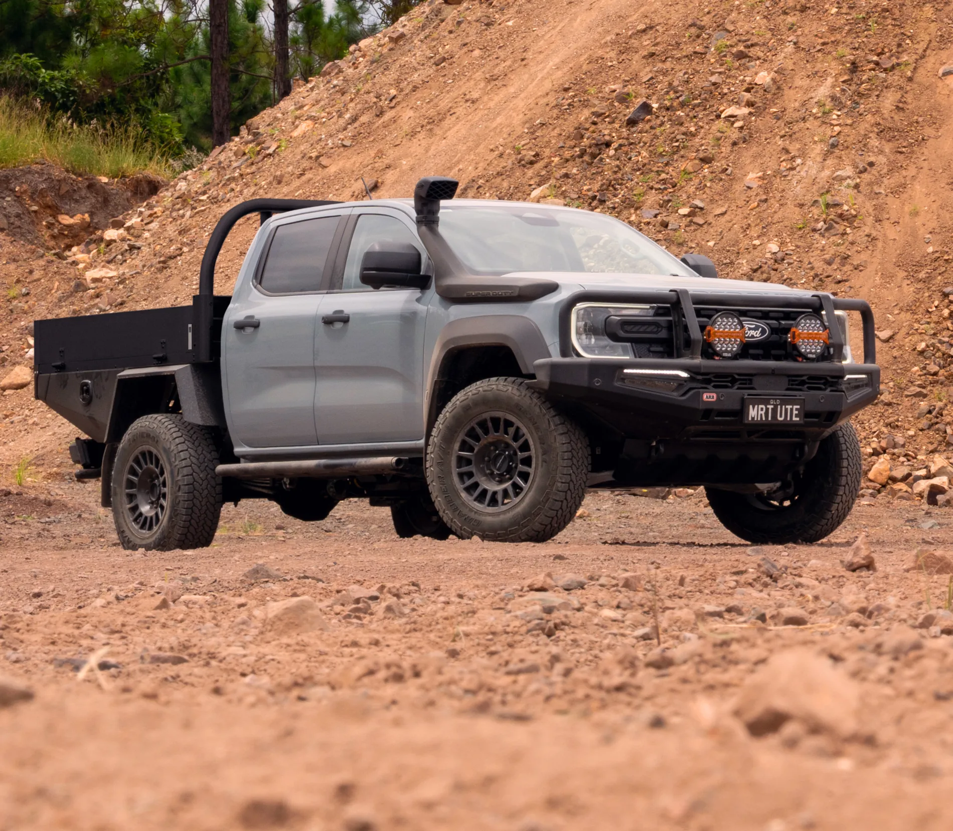 MRT powder-coated aluminium ute tray on a Ford Ranger