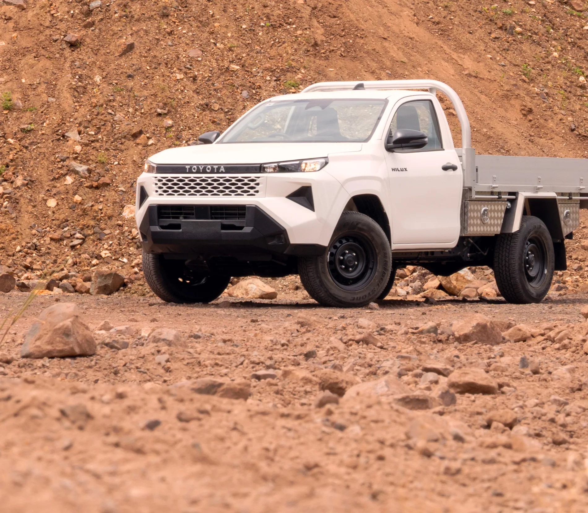 MRT raw aluminium ute tray on a Toyota Hilux