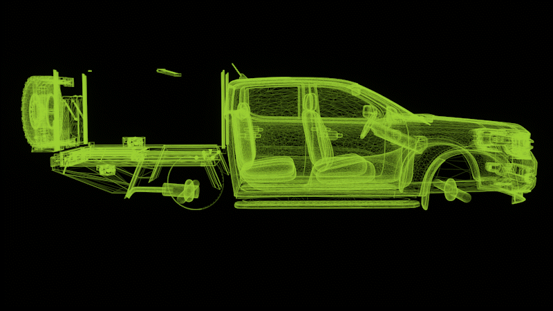 Ford Ranger and MRT chassis-mount canopy wireframe
